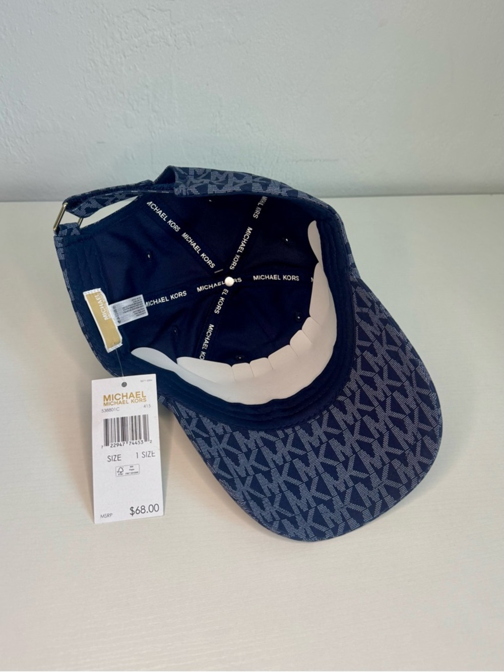 Michael Kors MK Logo Baseball Cap Blue Adjustable Strap Hat New - Picture 4 of 5